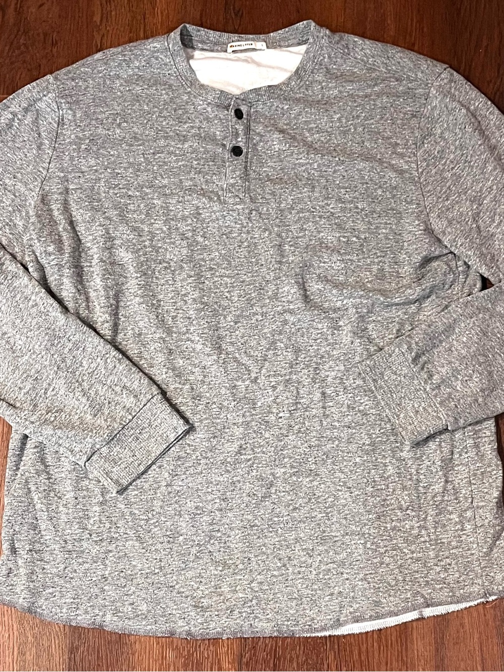 Marine Layer Gray Double Knit Henley Long Sleeve Shirt Soft Men's Large Pullover